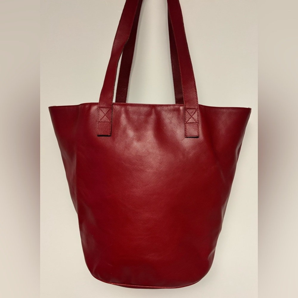 Auth Vintage Bottega Veneta Red Convertible Leather Tote / Slouchy Shoulder Bag